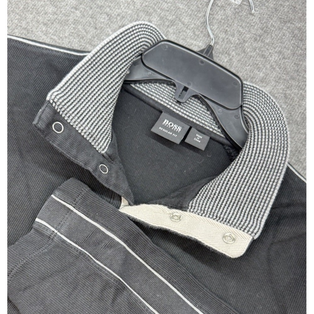 Boss Hugo Boss 1/4 Zip Pullover Sweatshirt‎ Mens XL Black Regular Fit